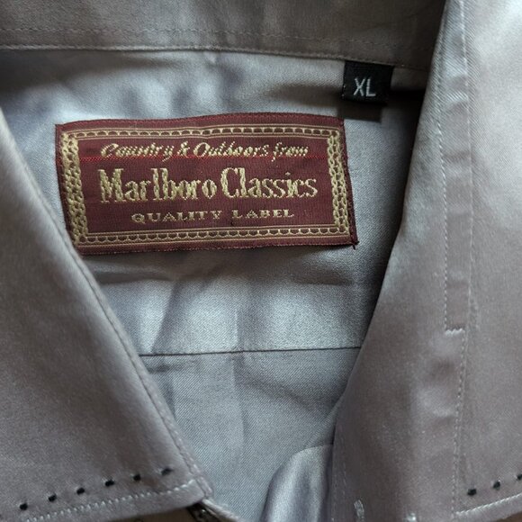 Marlboro Classics Gray 100% Cotton Dress Shirt XL Cowboy Collar - Picture 2 of 6
